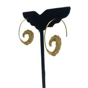 SPIRAL Floral Leaf Pull Through Hoop Earrings